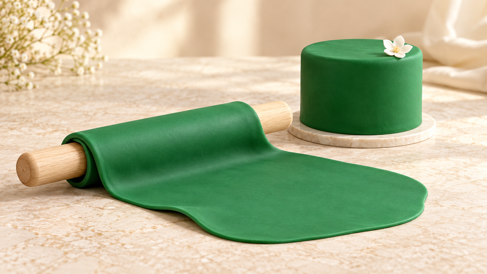 Green Sugar Paste (Rolling Fondant) for commercial food production